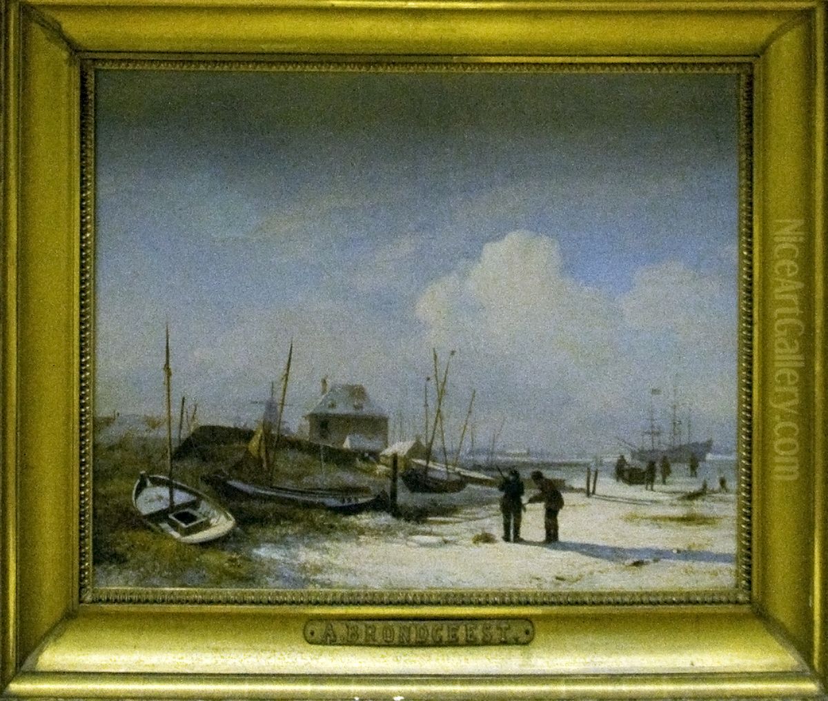 Het IJ te Amsterdam Oil Painting by Albertus Brondgeest