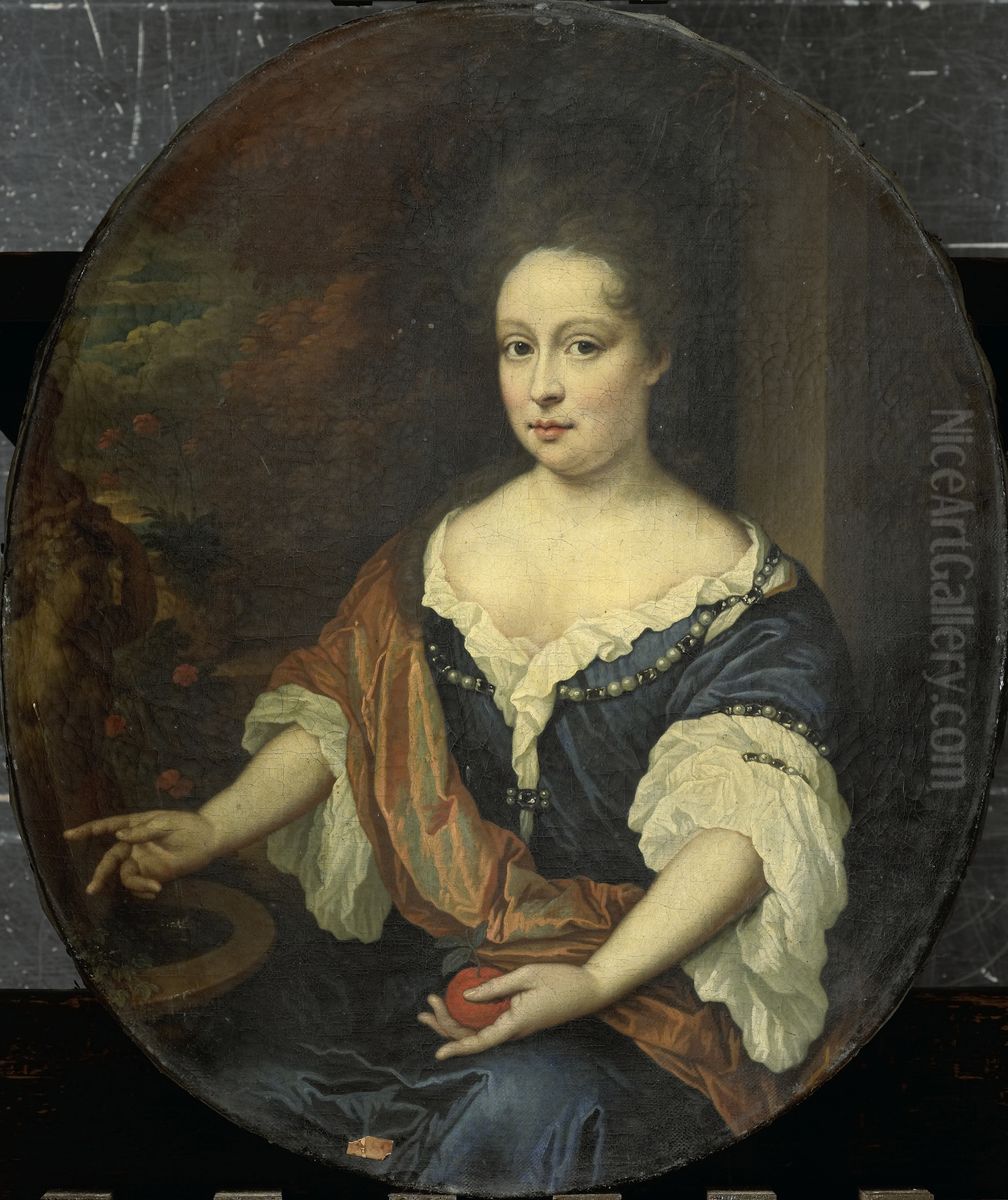 Judith Allijn (gest 1702). Echtgenote van Harmen Lijnslager Oil Painting by Johannes van Haensbergen