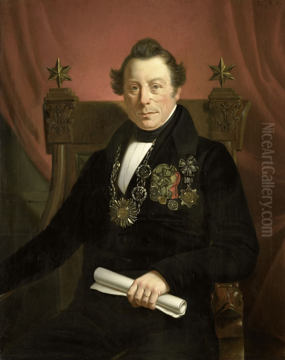 Coenraad van Hulst (1774-1844). Toneelspeler, als president van de kunstbevorderende maatschappij VW te Amsterdam (zo genoemd naar de oprichters Casper Vreedenberg en Jan van Well) Oil Painting by Jan Cornelis van Rossum
