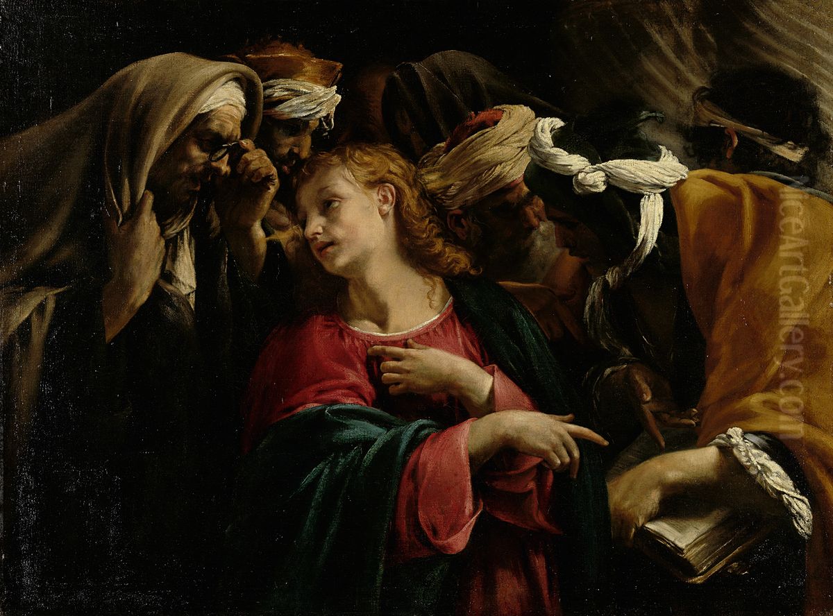 Jezus onder de schriftgeleerden Oil Painting by Orazio Borgianni
