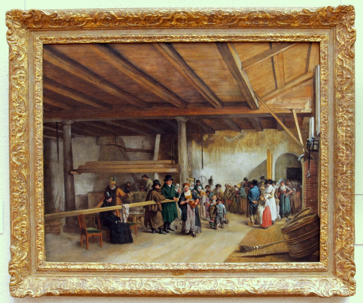 Distributing soup to the poor using a new kettle Oil Painting by Wybrand Hendricks