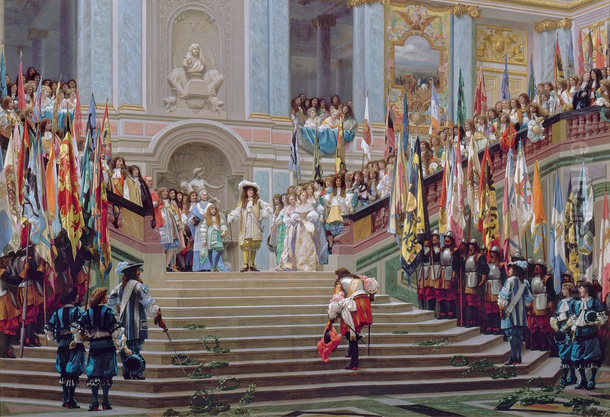 Reception ofLe Grand CondebyLouis XIVatVersaillesin 1674 Oil Painting by Jean-Leon Gerome