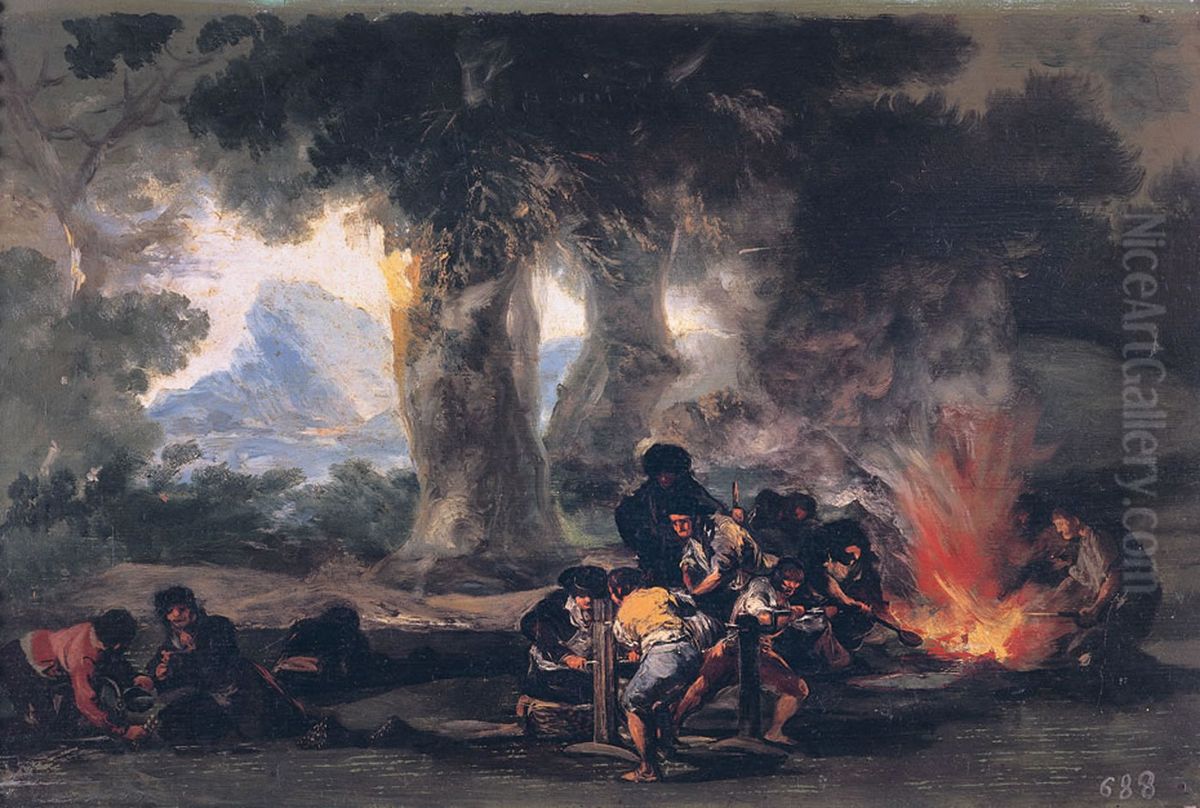 Fabricacion de balas en la Sierra de Tardienta Oil Painting by Francisco Goya Fuendetodos