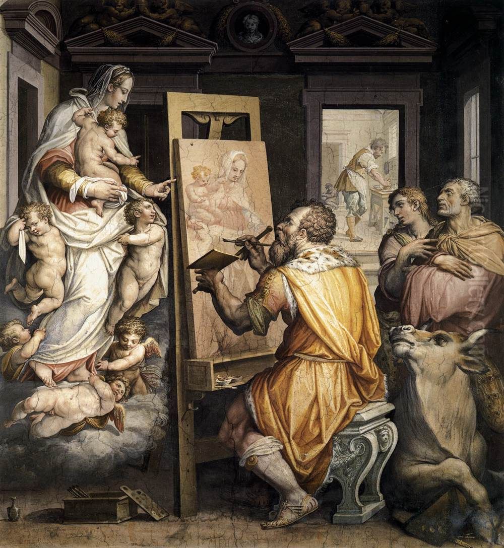 St Luke Painting the Virgin Oil Painting by Giorgio Vasari