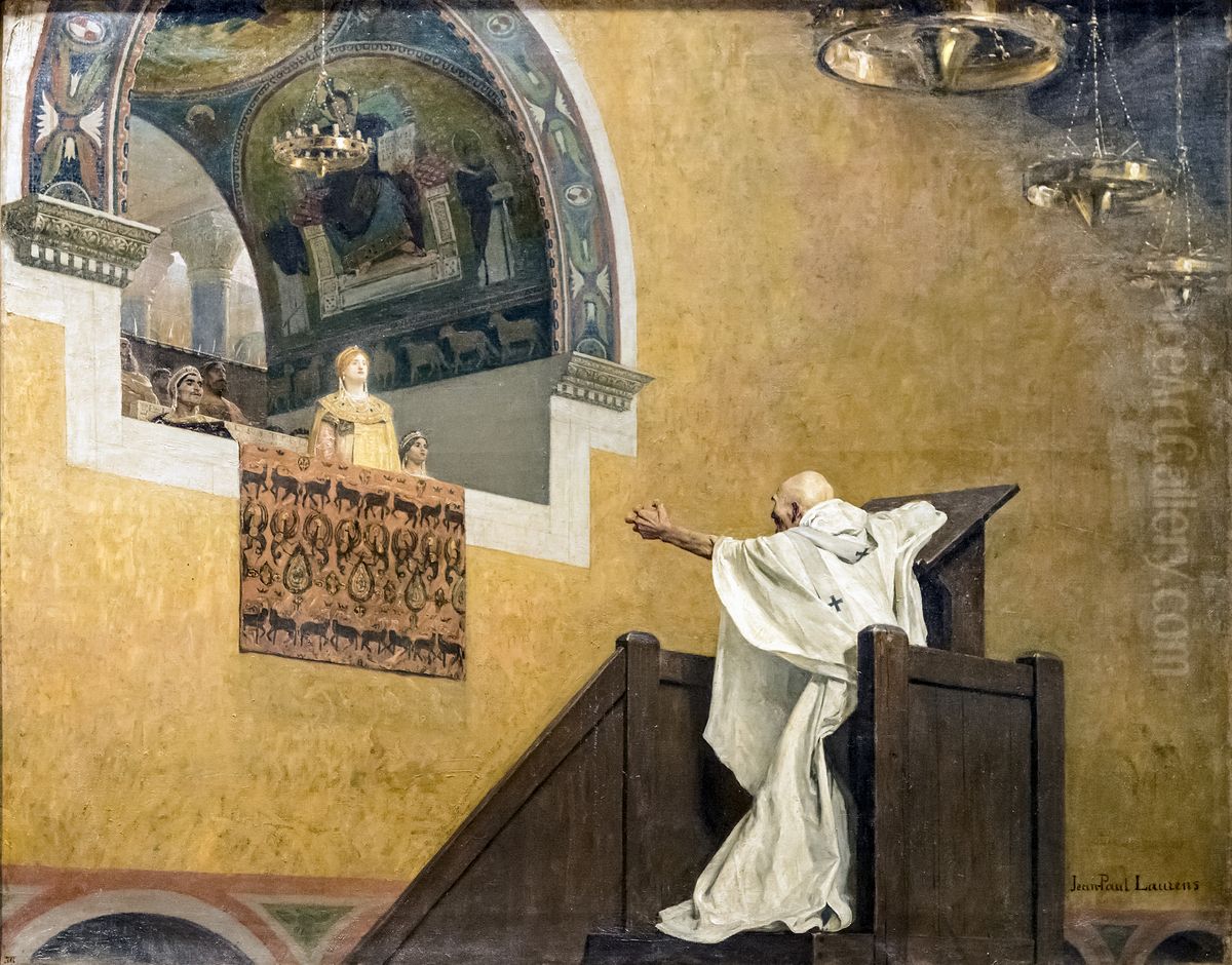 Saint John Chrysostomand EmpressEudoxiaFrancais:Saint Jean Chrysostomeet l'ImperatriceEudoxieItaliano:San Giovanni Crisostomoed ImperatriceEudossia Oil Painting by Jean-Paul Laurens