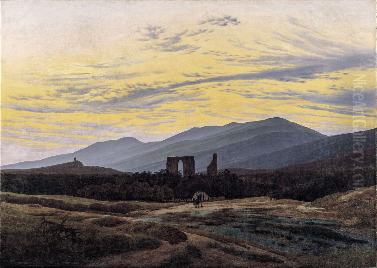 The ruins of Eldena in the Giant Mountains Oil Painting by Caspar David Friedrich