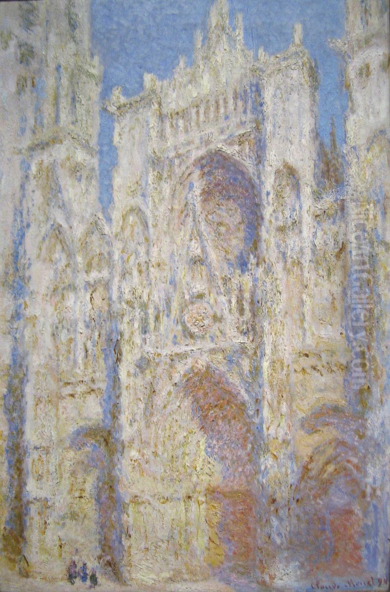 Rouen Cathedral, West Facade, Sunlight Oil Painting by Claude Oscar Monet