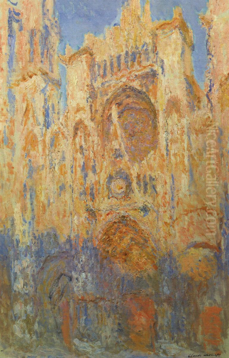 Rouen Cathedral. Facade (Sunset)}(francais : Cathedrale de Rouen. Effet de soleil (Fin de journee) Oil Painting by Claude Oscar Monet