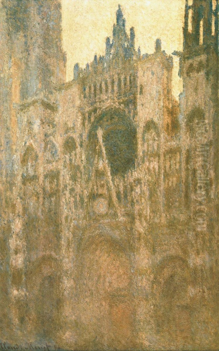 Rouen Cathedral, Portal, Morning Light Oil Painting by Claude Oscar Monet