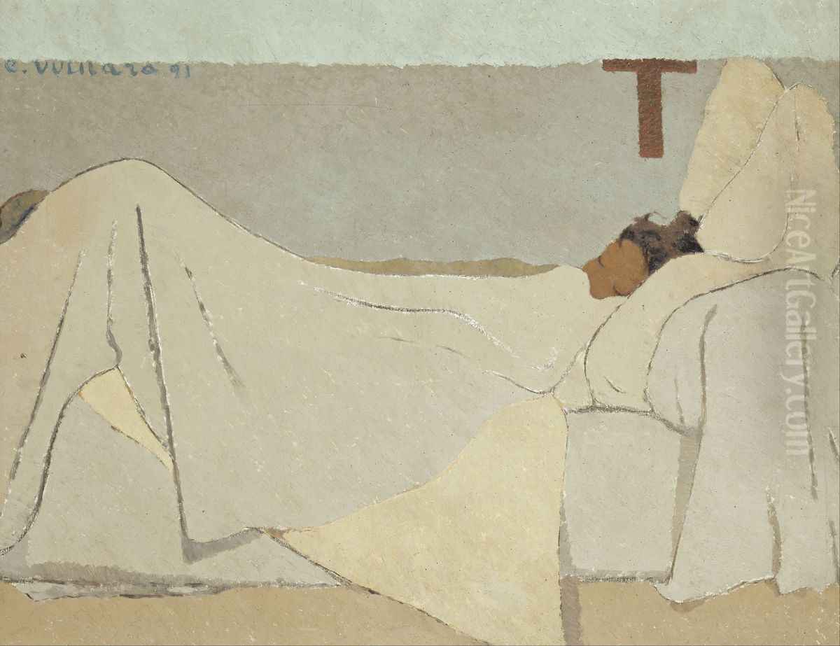 In Bed Oil Painting by Jean-Edouard Vuillard