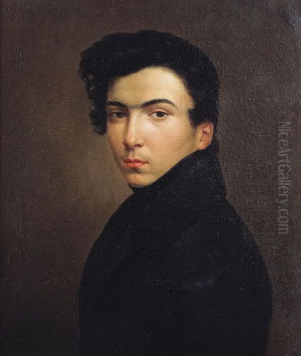 Self-portrait at 17 when he arrived in Paris Oil Painting by Ernest Hebert