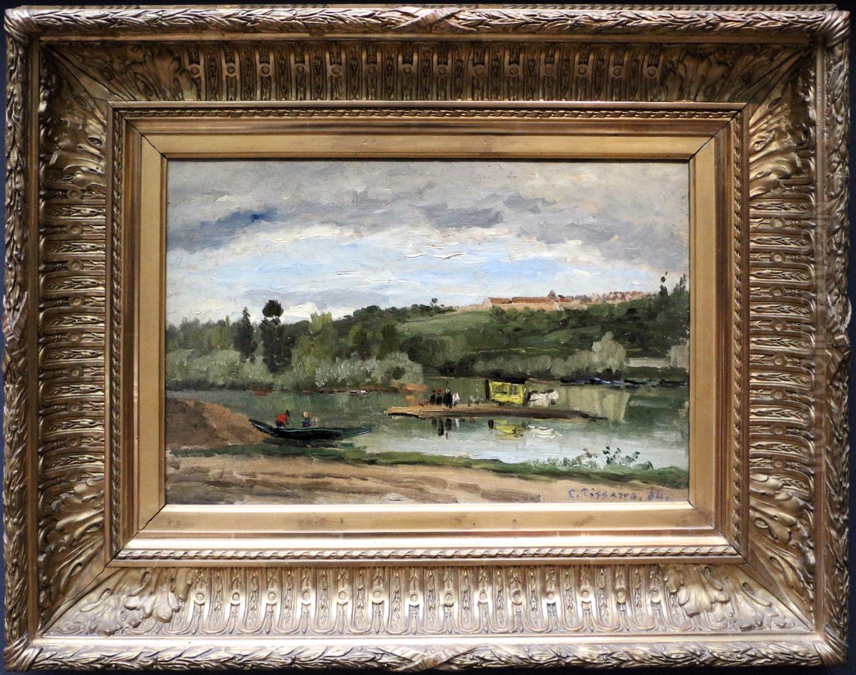 Bac a la Varenne-Saint-Hilaire Oil Painting by Camille Pissarro