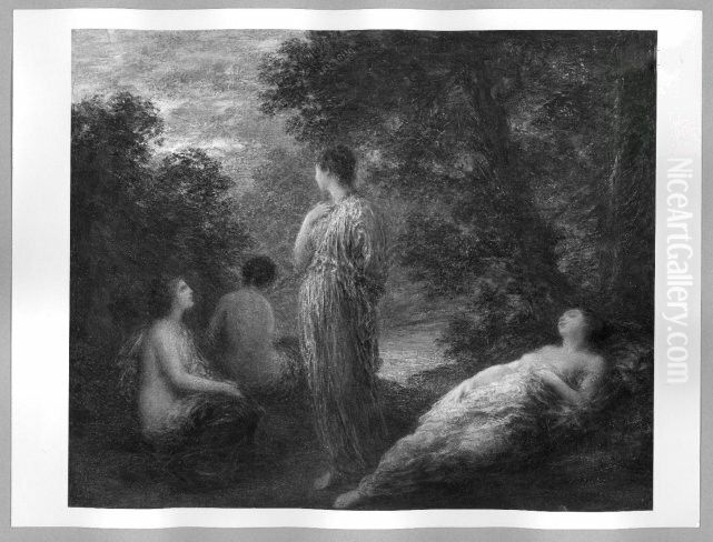 4 women in a forest Oil Painting by Henri Fantin-Latour