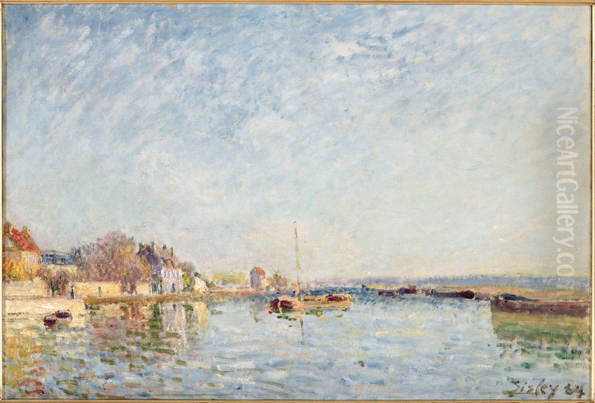The Loing's Canal Oil Painting by Alfred Sisley