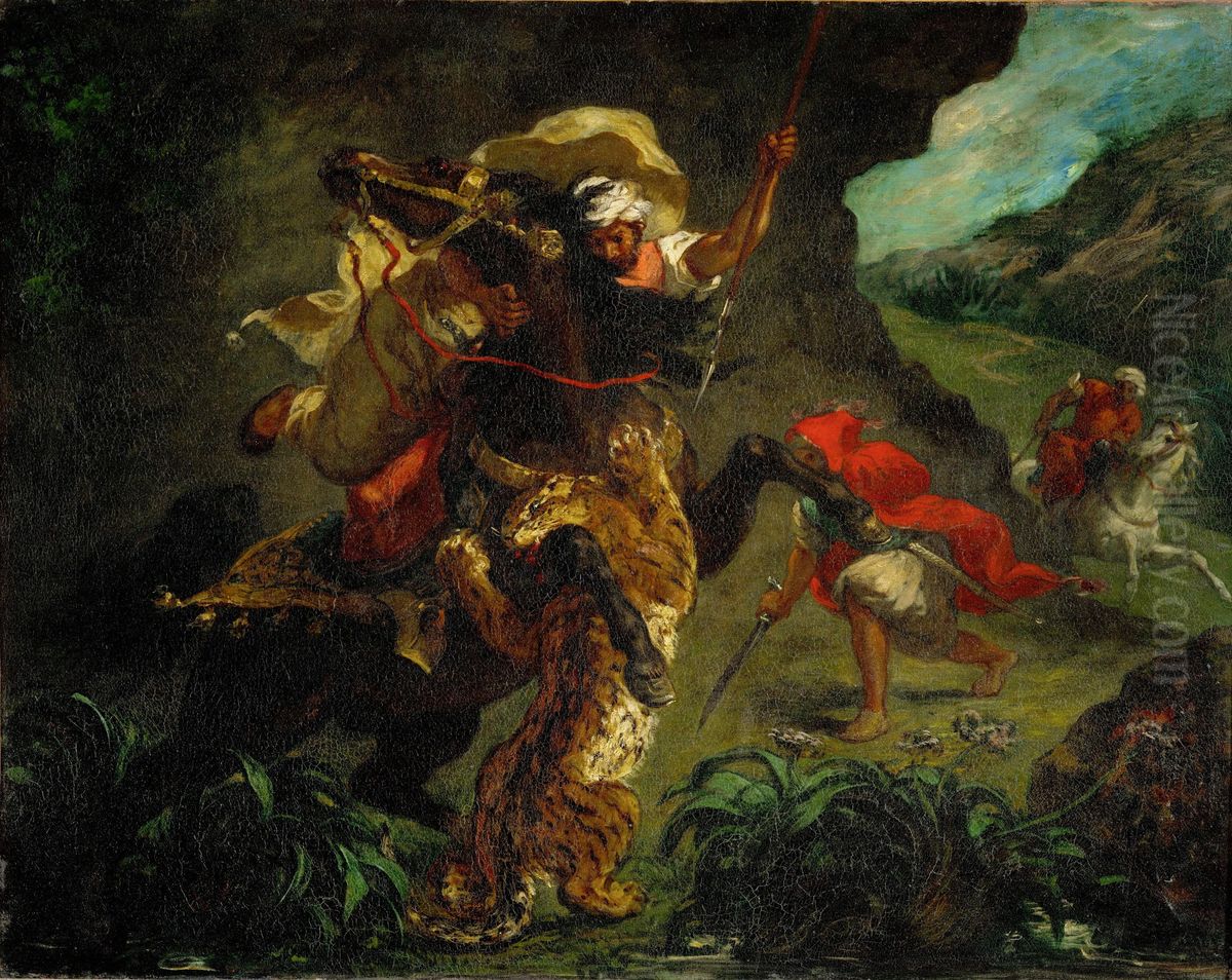 The tiger hunt Oil Painting by Eugene Delacroix