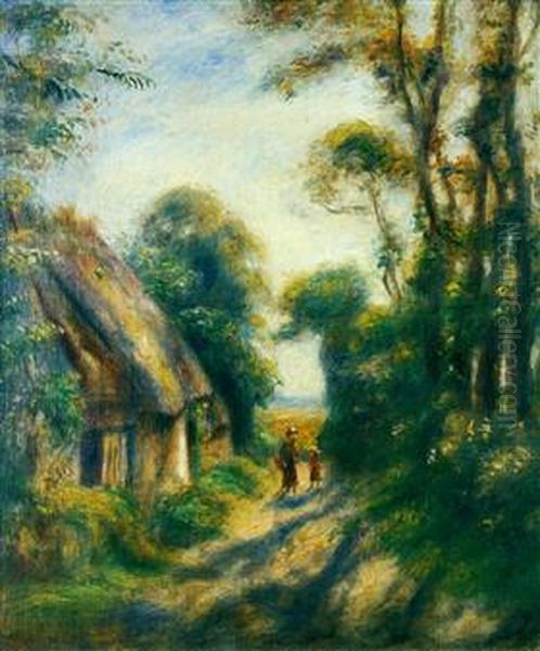 Thatched Cottages in Berneval Oil Painting by Pierre Auguste Renoir