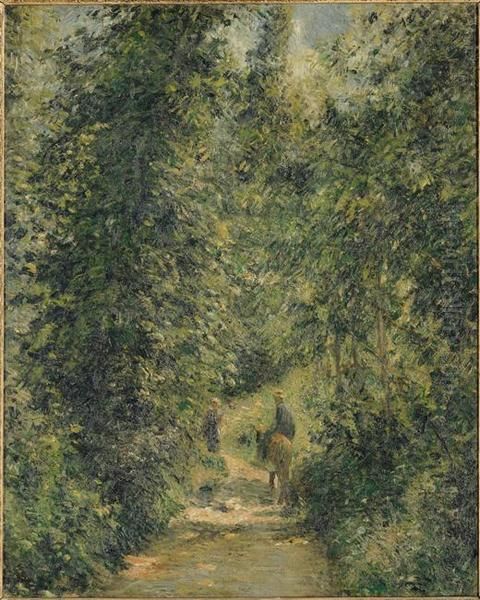Path through the Woods, Summer Oil Painting by Camille Pissarro