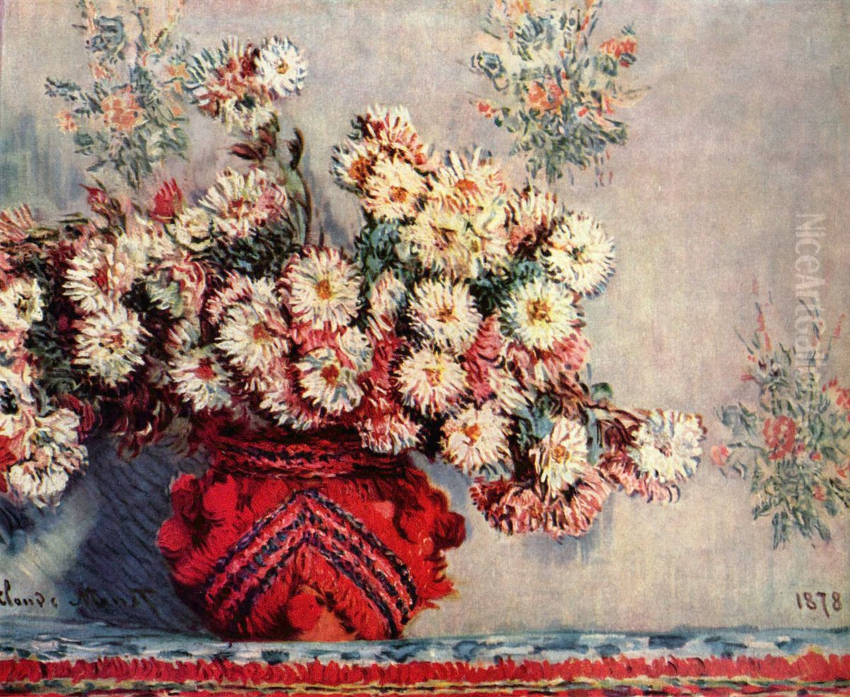 Stilleben mit Chrysanthemen Oil Painting by Claude Oscar Monet