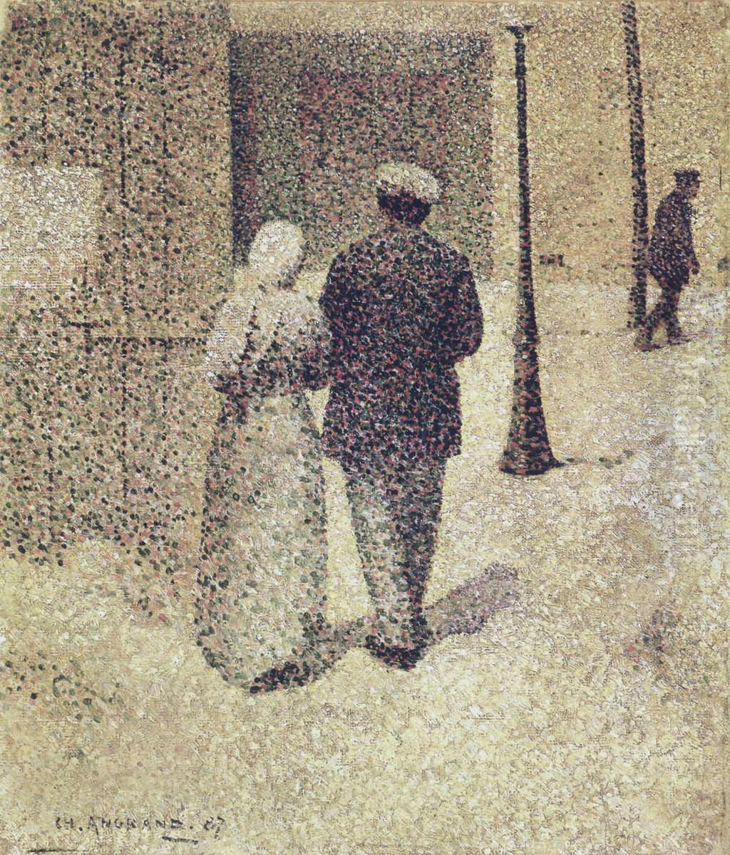 Man and Woman in the Street Oil Painting by Charles Angrand