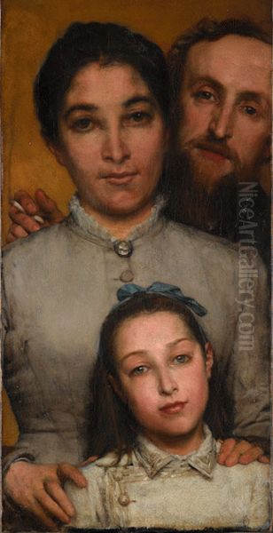Dalou, sa femme et sa fille Oil Painting by Lawrence Alma-Tadema