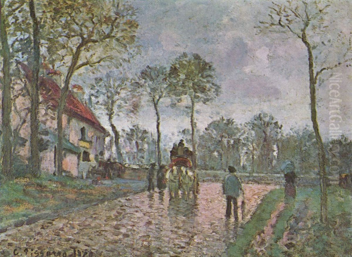 Postkutsche von Louveciennes Oil Painting by Camille Pissarro
