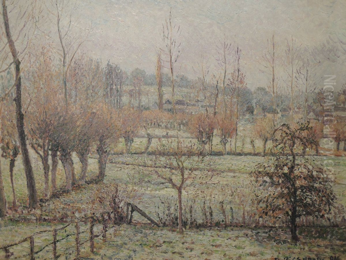 Effect of snow in Eragny Oil Painting by Camille Pissarro