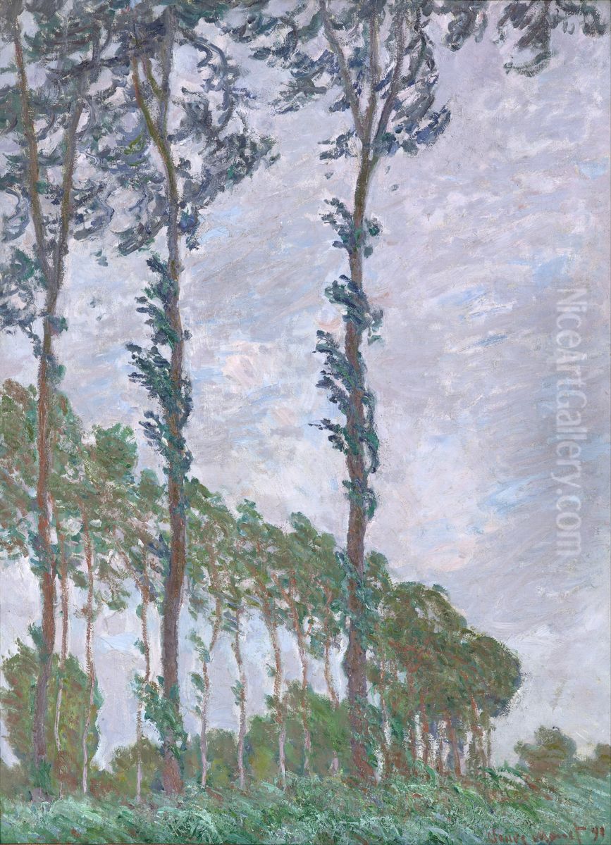 Wind Effect, Series of The Poplars Oil Painting by Claude Oscar Monet