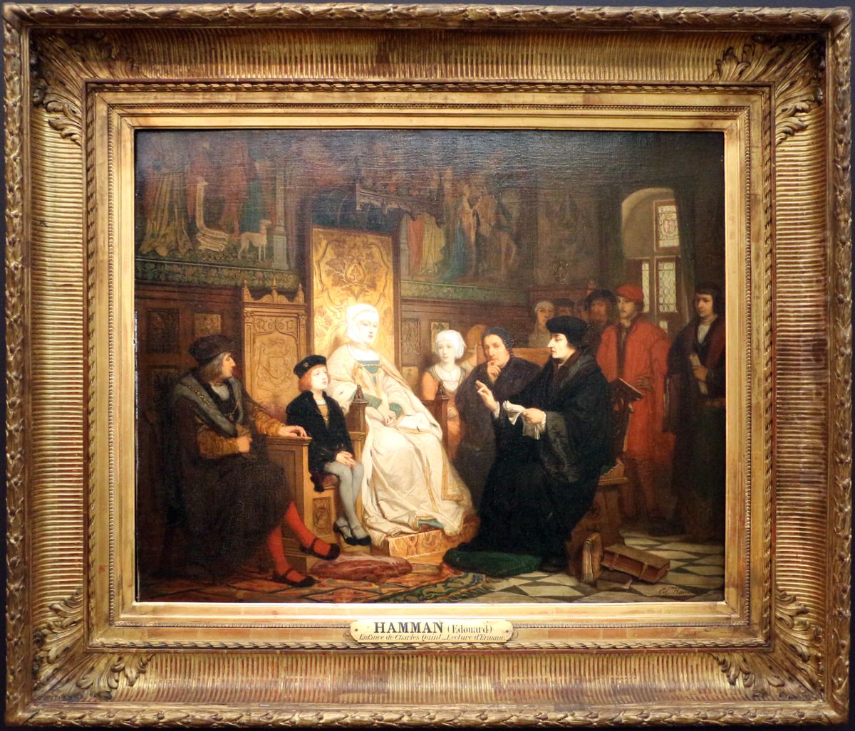 infanzia di carlo V, una lettura di erasmo Oil Painting by Edouard Hamman