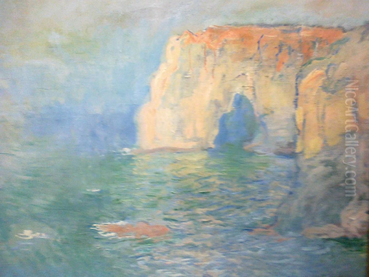 Etretat, the Manneporte, Reflection on Water Oil Painting by Claude Oscar Monet