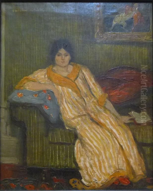 Femme assise dans un canape Oil Painting by Theophile Steinlen