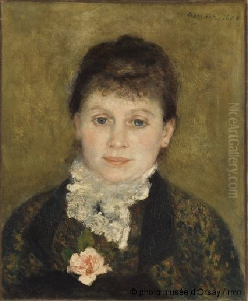 Femme au jabot blanc Oil Painting by Pierre Auguste Renoir