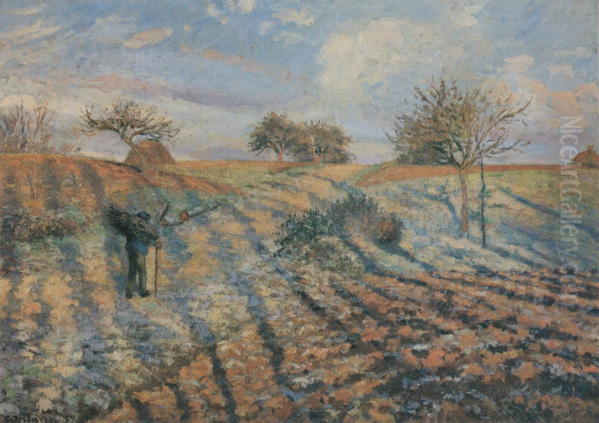 Hoar-Frost at Ennery Oil Painting by Camille Pissarro