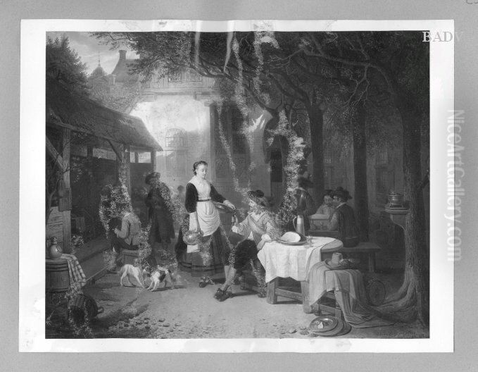 Szene vor einem Wirtshaus Oil Painting by Adriaan De Braekeleer