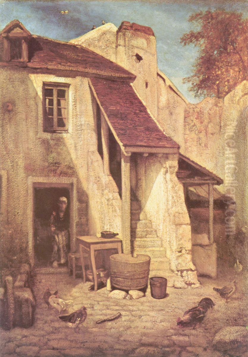 Bauernhof in Fontainebleau Oil Painting by Alexandre-Gabriel Decamps