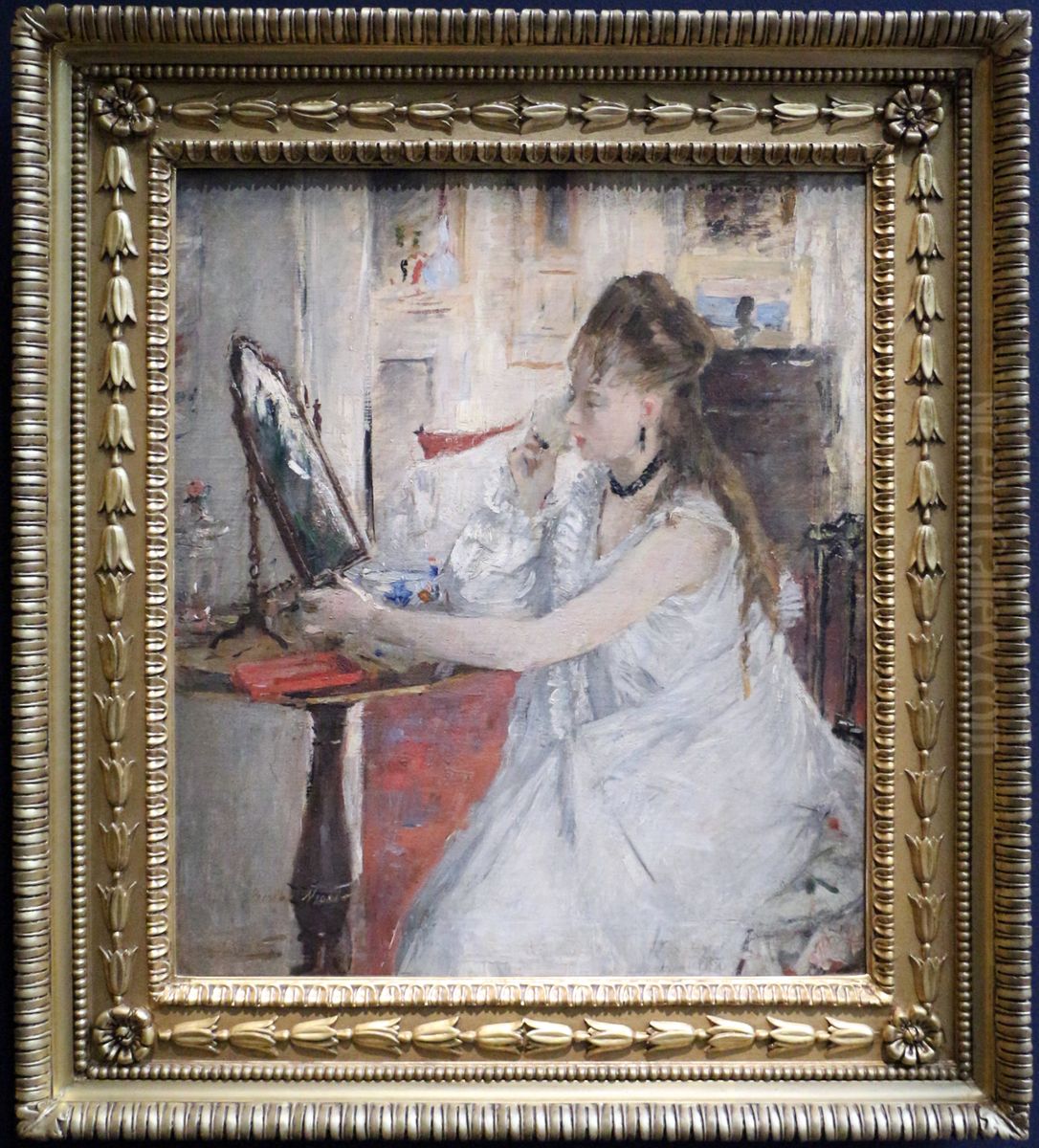 Jeune femme se poudrant Oil Painting by Berthe Morisot