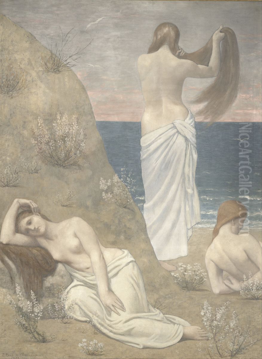 Jeunes filles au bord de la mer Oil Painting by Pierre Puvis de Chavannes