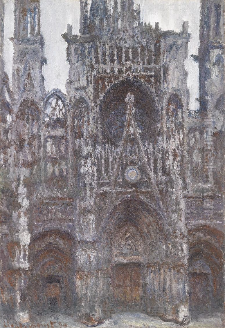 La cathedrale de Rouen. Le portail vu de face, Harmonie brune Oil Painting by Claude Oscar Monet