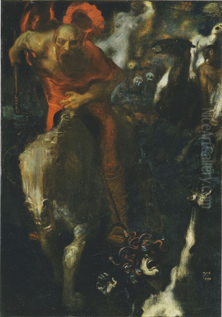 Wild Hunt Oil Painting by Franz Stuck
