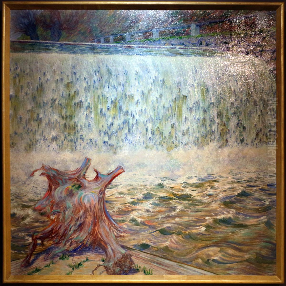 Waterfall Oil Painting by Leopold Blauensteiner