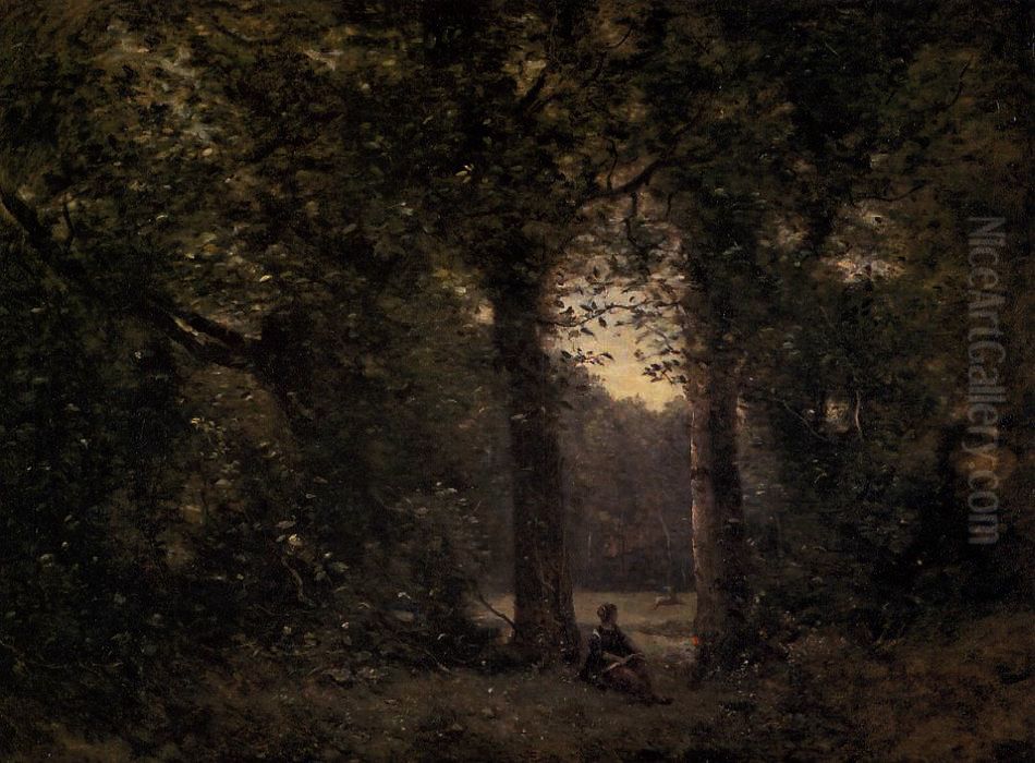 La Clairiere, souvenir de Ville-d'Avray Oil Painting by Jean-Baptiste Camille Corot