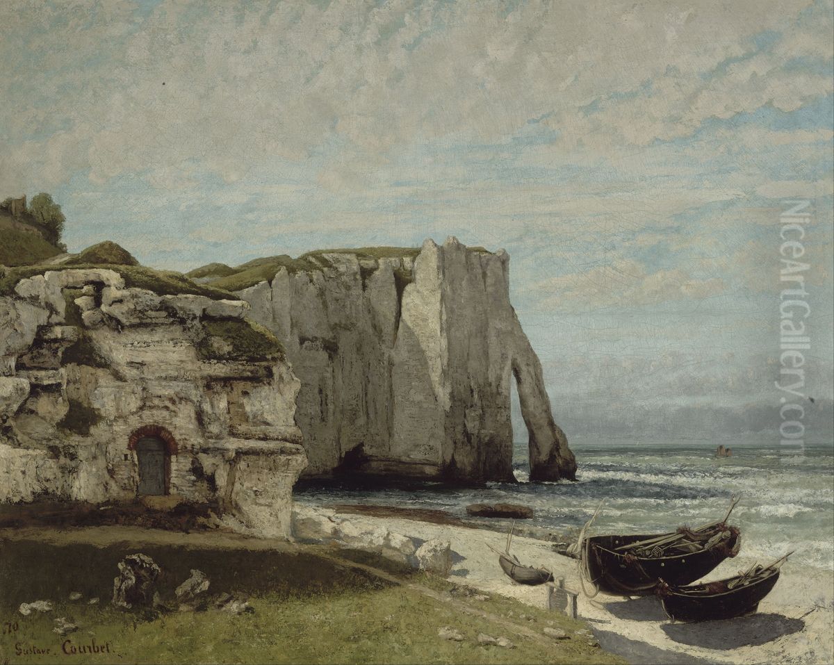 La falaise d'Etretat apres l'orage Oil Painting by Gustave Courbet