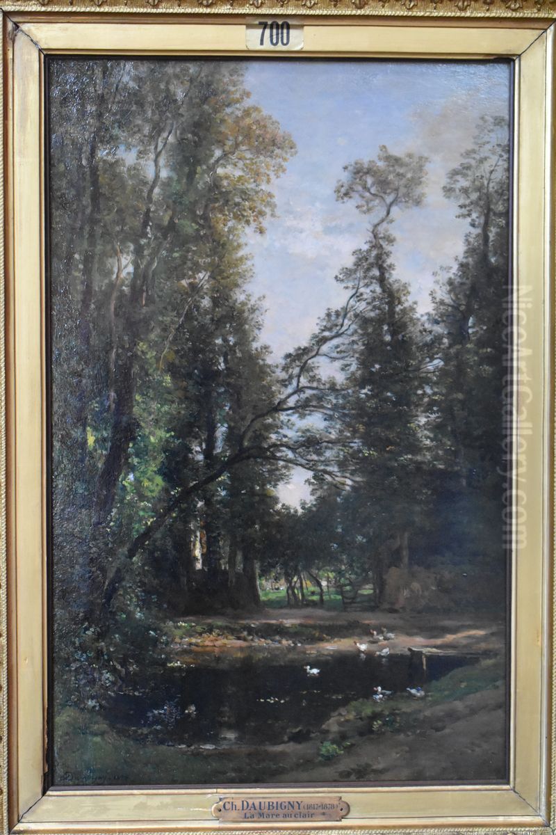 La Mare au clair de lune Oil Painting by Charles-Francois Daubigny