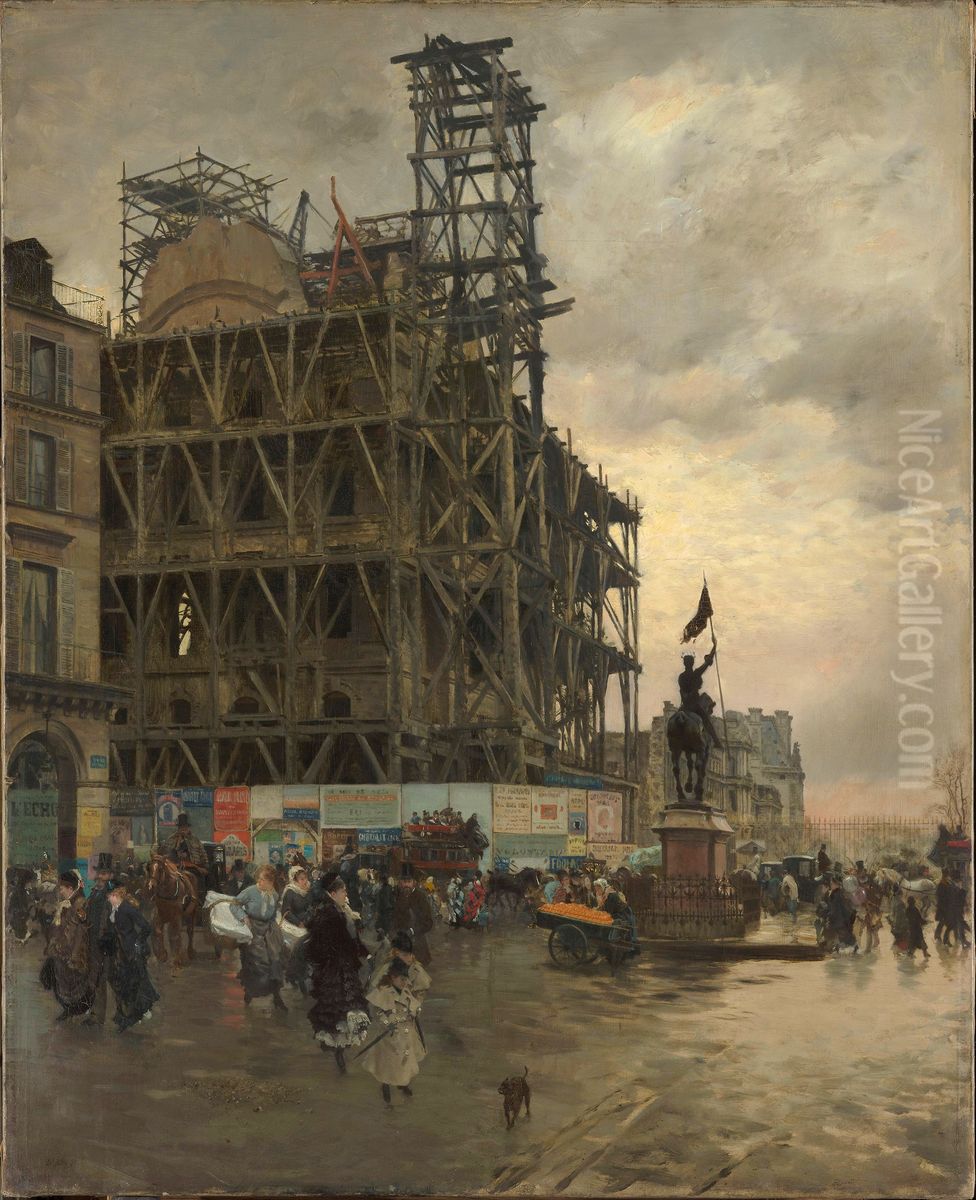 La Place des Pyramides Oil Painting by Giuseppe de Nittis
