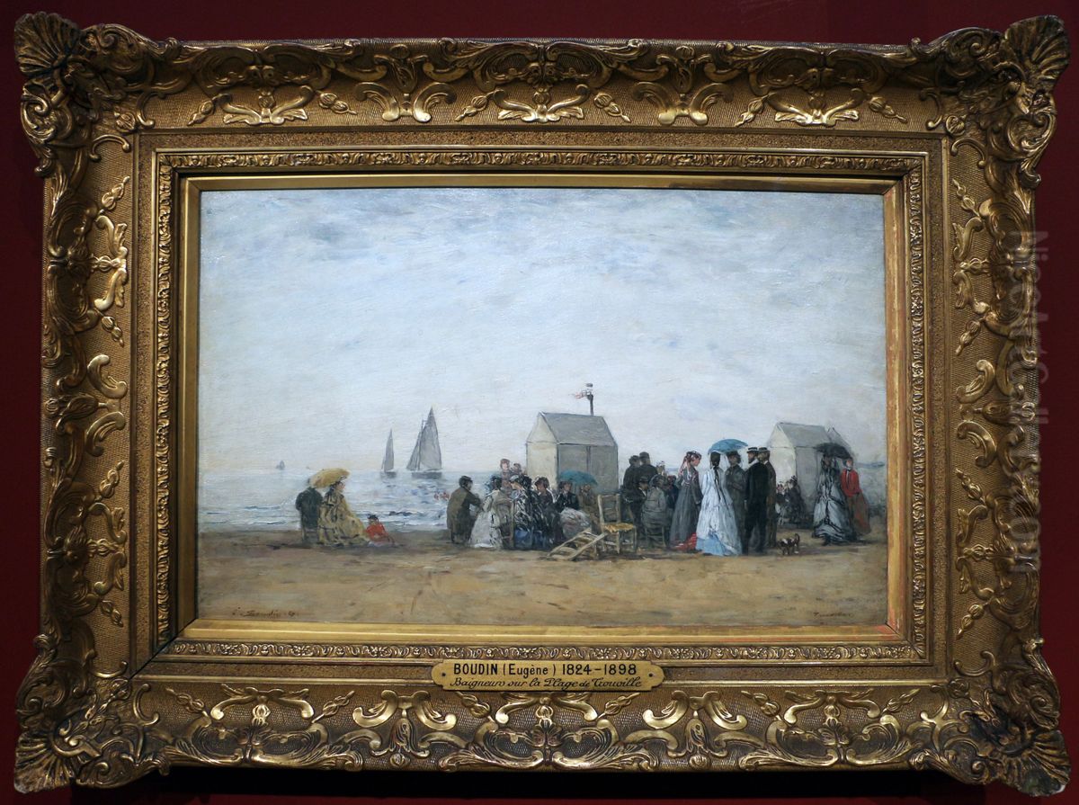 The Beach at Trouville Oil Painting by Eugene Louis Boudin