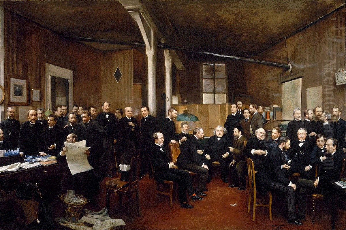 The Newsroom of theJournal des Debats Oil Painting by Jean Beraud