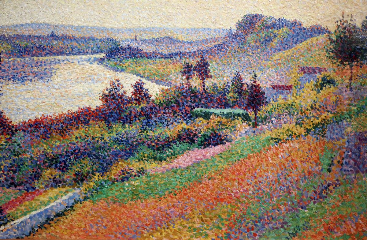 Seina v Herblay Oil Painting by Maximilien Luce