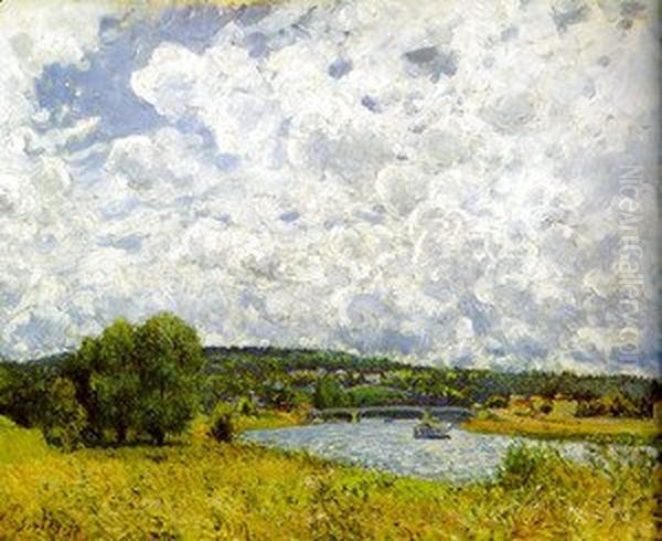 La Seine a Suresnes Oil Painting by Alfred Sisley