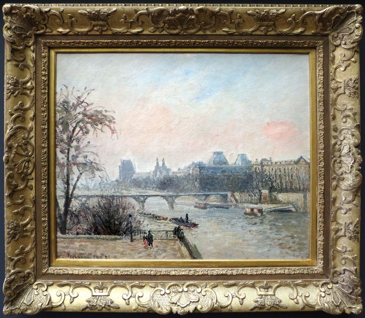 La Seine et le Louvre Oil Painting by Camille Pissarro