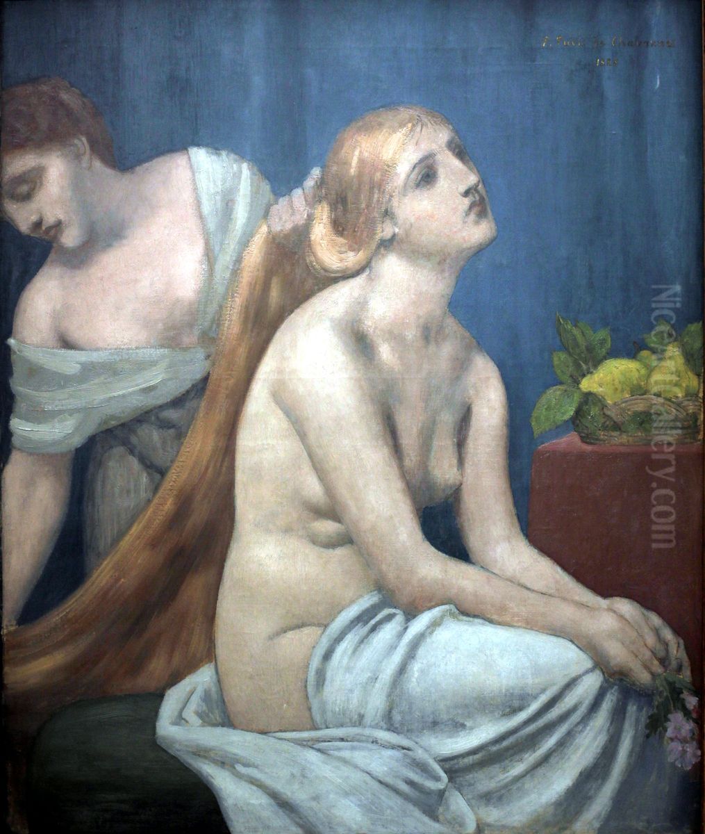 Grooming Oil Painting by Pierre Puvis de Chavannes
