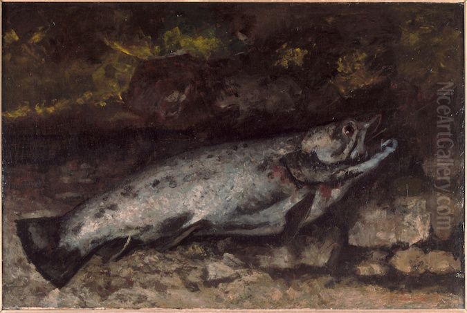 La truite Oil Painting by Gustave Courbet